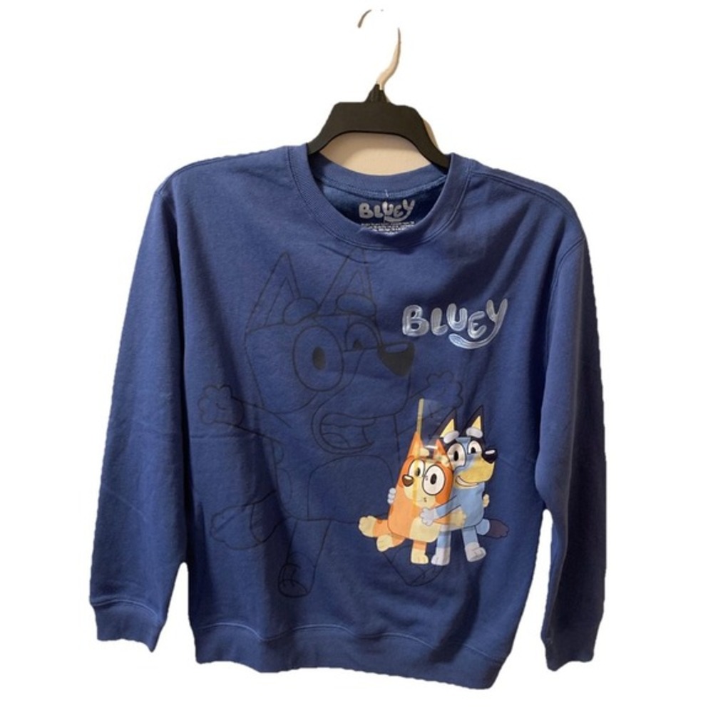 Bluey and Bingo Graphic Sweatshirt Blue Size Small NWT Embroidered